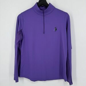 IBKUL Womens Purple Golf Pullover 1/4 Zip Long Sleeve UPF 50+ Medium